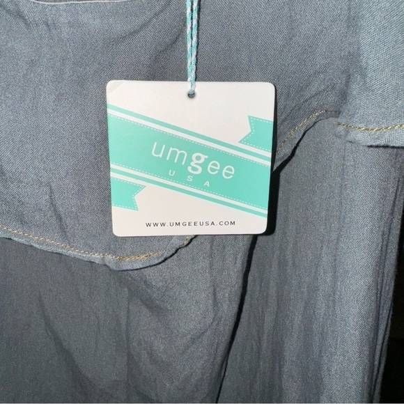 New Umgee Grey One Shoulder Off The Shoulder Flowy Dress Size Large - Picture 5 of 8